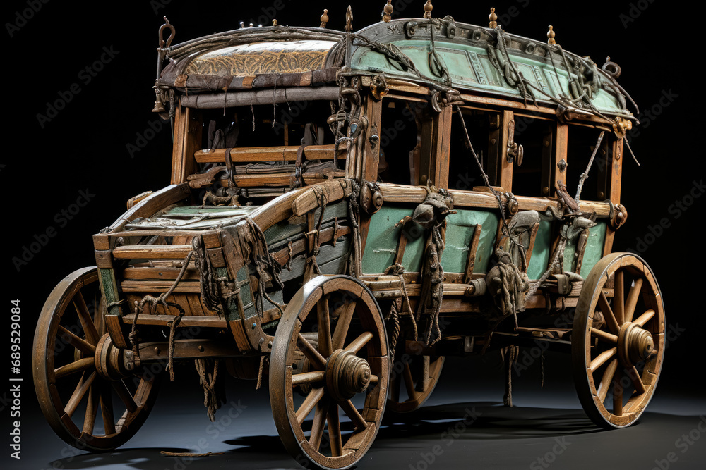 Fototapeta premium Old stagecoach or passenger caravan. Generative AI.