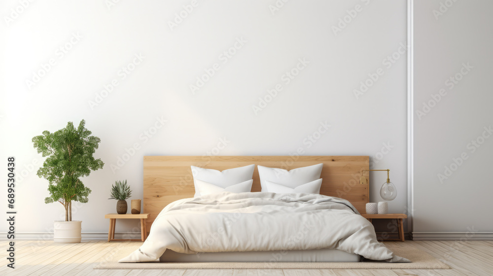 Fototapeta premium Elegant minimalist bedroom design