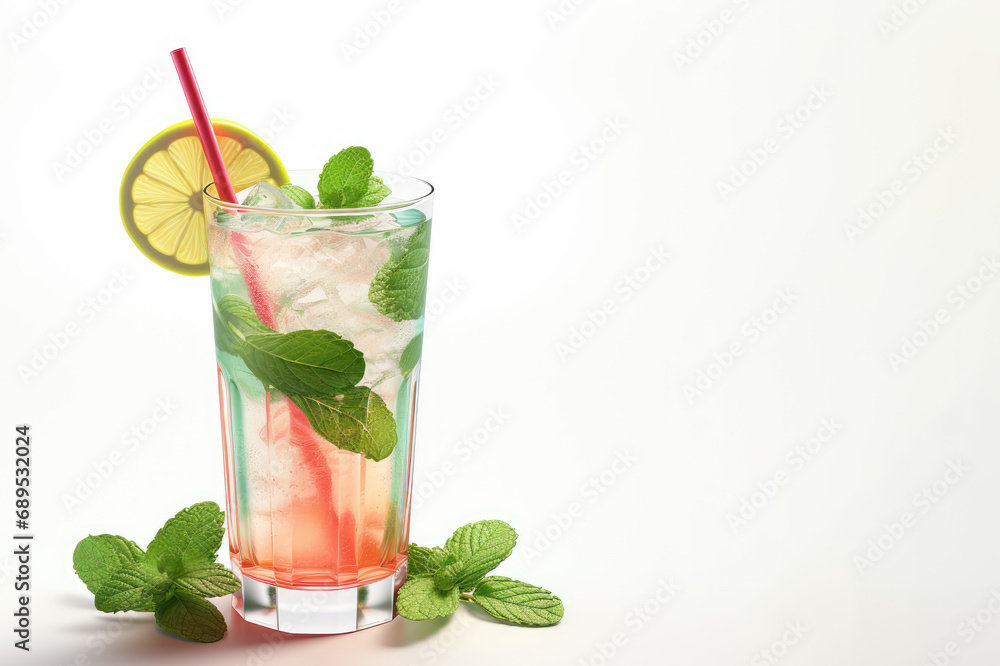 Fototapeta premium Cocktail in glass glass, isolated on white background. Generative AI.