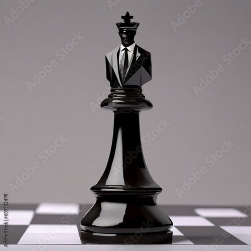 Gentleman chess figure on chessboard. Space for text. Concept. Business competition