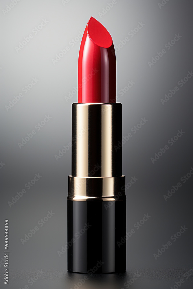 Red lipstick isolated on a white background isolated on a black background. Generative AI. Red lipstick isolated on a white background isolated on a black background. Generative AI.