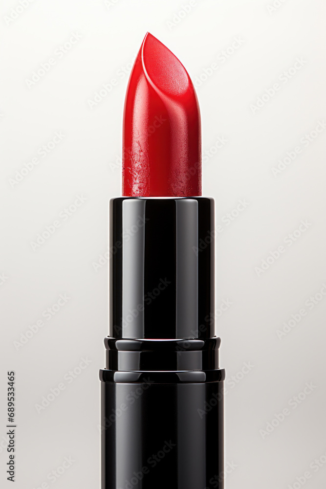 Red lipstick isolated on a white background isolated on a white background. Generative AI. Red lipstick isolated on a white background isolated on a white background. Generative AI.