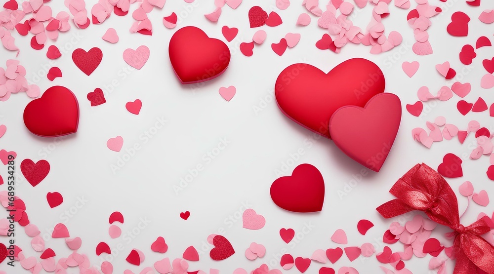 バレンタインデー、たくさんのハート、イラスト背景｜Valentine's day, lots of hearts, illustration background.　Generative AI