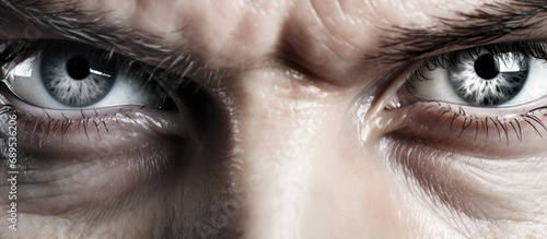 close up of audacious man eye. Determination and courage concept photo