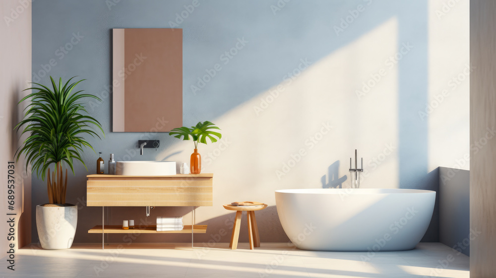 Fototapeta premium Elegant minimalist bathroom design