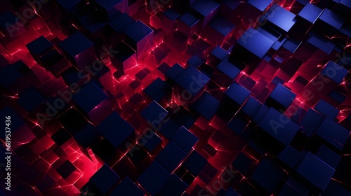 Abstract background with neon glowing cubes.