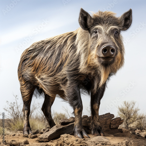 Wild boar stands proudly in the field. © Degimages