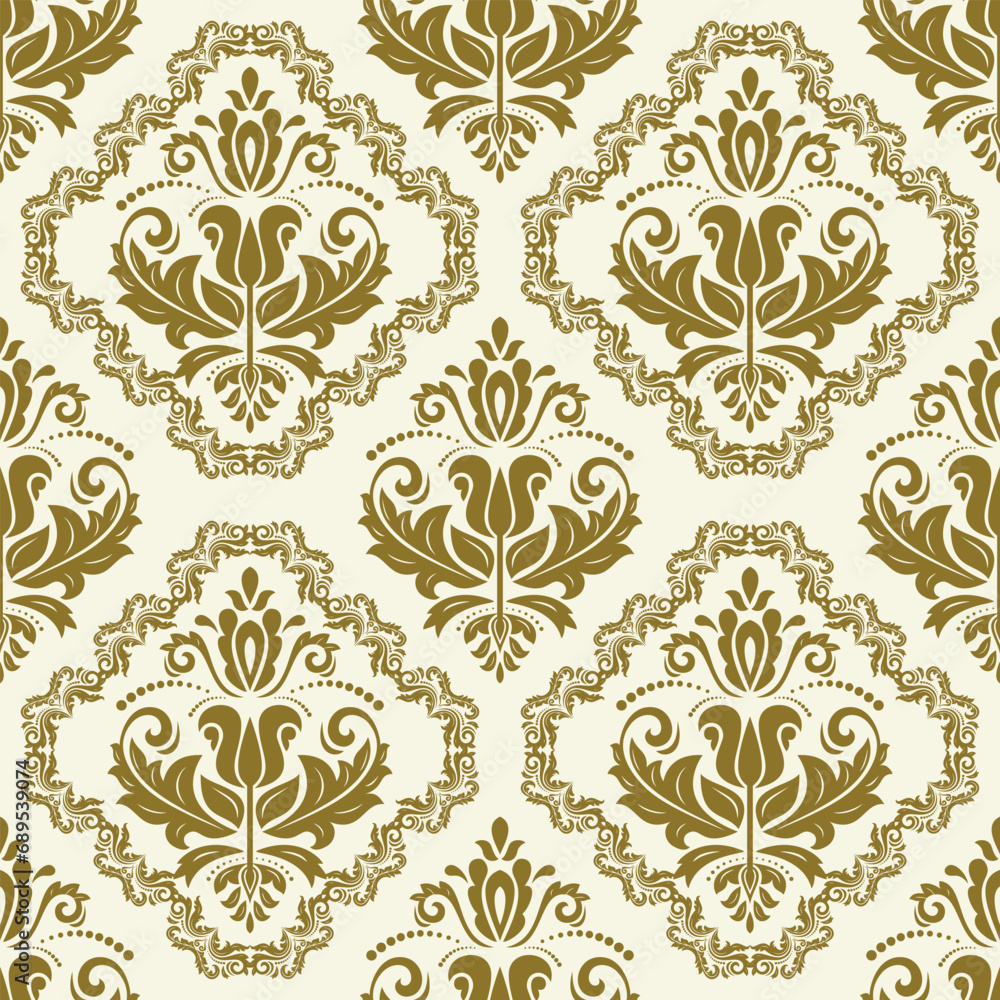 Classic seamless vector pattern. Damask orient ornament. Classic vintage golden background. Orient pattern for fabric, wallpapers and packaging Classic seamless vector pattern. Damask orient ornament. Classic vintage golden background. Orient pattern for fabric, wallpapers and packaging