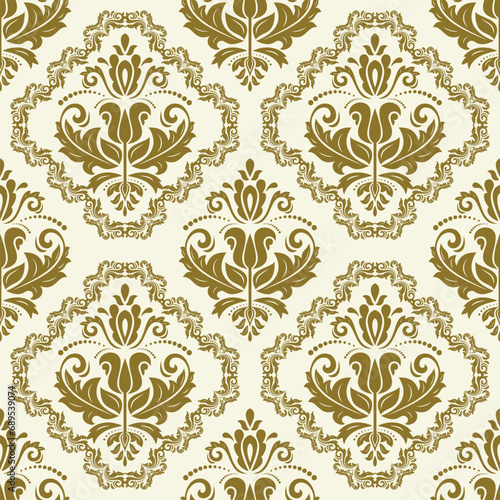 Classic seamless vector pattern. Damask orient ornament. Classic vintage golden background. Orient pattern for fabric  wallpapers and packaging