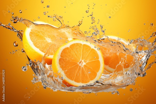 a group of oranges in water