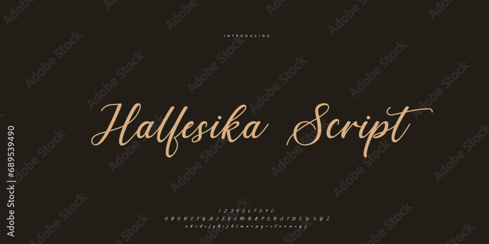 Fototapeta premium Abstract Fashion font alphabet. Minimal modern urban fonts for logo, brand etc. Typography Calligraphy typeface uppercase lowercase and number. vector illustration 