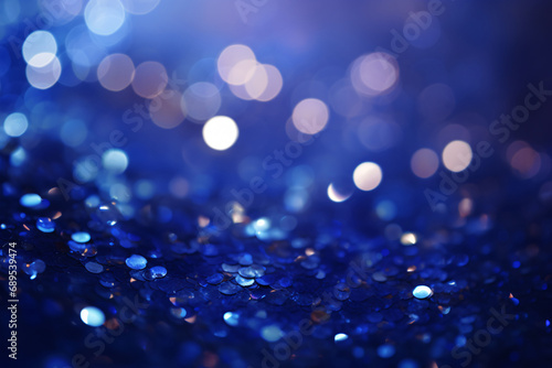 Abstract Bokeh Background with Blue Glitter Lights