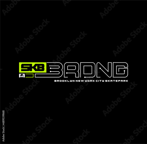 skateboarding, Brooklyn,New York City Skate park, typography graphic design, for t-shirt prints, vector illustration.
