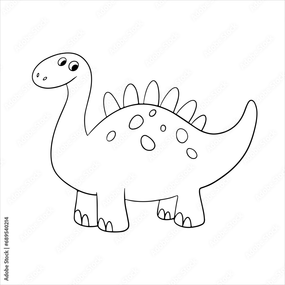 Cute dinosaur drawing for kids, kids clipart design. Colorful hand drawn cartoon style. illustration of dinosaurs isolated on background
