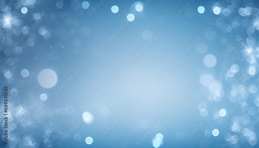 beautiful luxury blue background with white bokeh lights blurred in the sky, sparkling or glitter winter background design