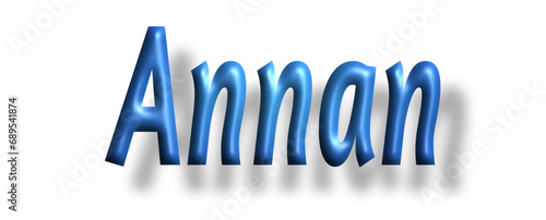 Annan - lettering - light blue color, embossed tubular font, transparent background, holiday party design, vector project


