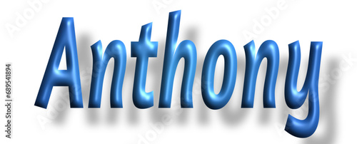 Anthony -  lettering - light blue color, embossed tubular font, transparent background, holiday party design, vector project

