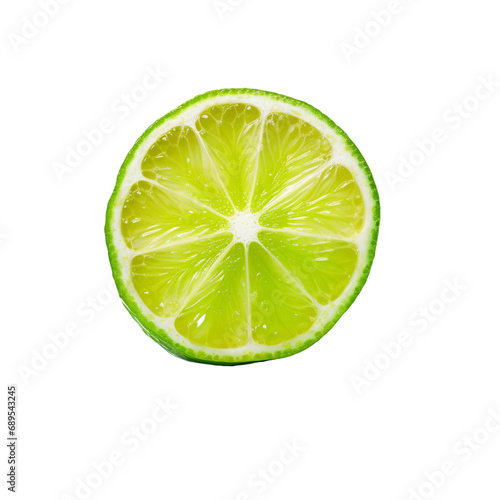 Juicy slice of lime isolated on transparent background. Generative Ai.