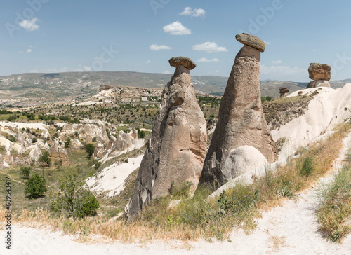 Three Beauties, Üç Güzeller, the iconic group of fairy chimneys in Cappadocia, Turkey