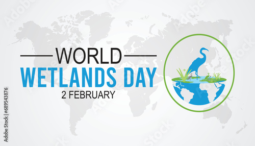 Vector illustration on the theme of World Wetlands Day observed each year during February.banner, Holiday, poster, card and background design. photo