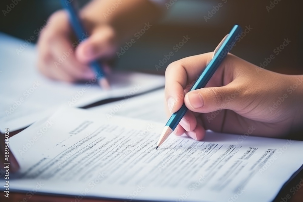 Hand Student use pencil writing test on paper. No one is too old to learn. Ideas about adult education. Hand Student use pencil writing test on paper. No one is too old to learn. Ideas about adult education.
