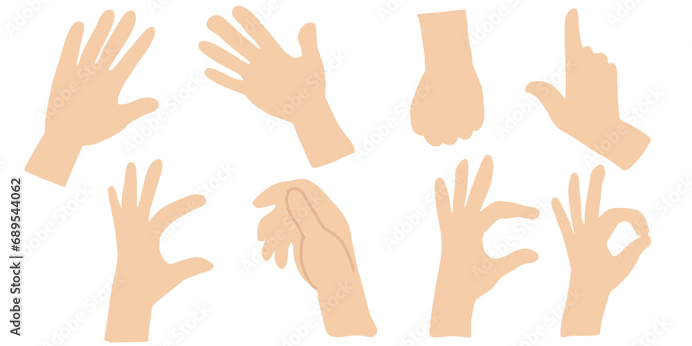 set hand human cartoon isolated on white background set hand human cartoon isolated on white background