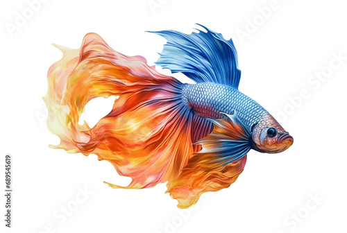 beautiful colorful betta fish isolated transparent background. generative ai photo