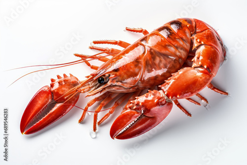 Excellent red shrimp, on a white background. Generative AI.