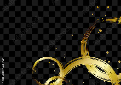 金色の和風模様と黒の格子背景