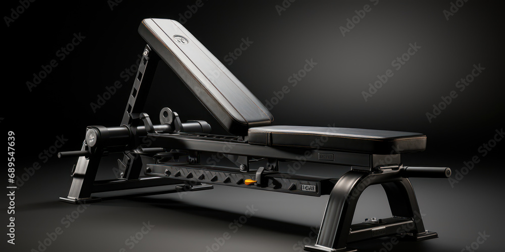 Gym workbench in the foreground and isolated from the background. Generative AI. Gym workbench in the foreground and isolated from the background. Generative AI.