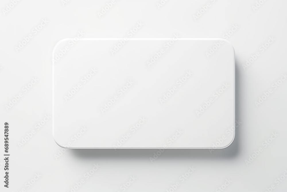 top view of white badge float on white background. Glossy round button. - obrazy, fototapety, plakaty 