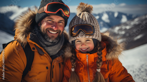 Portrait of a family skiing