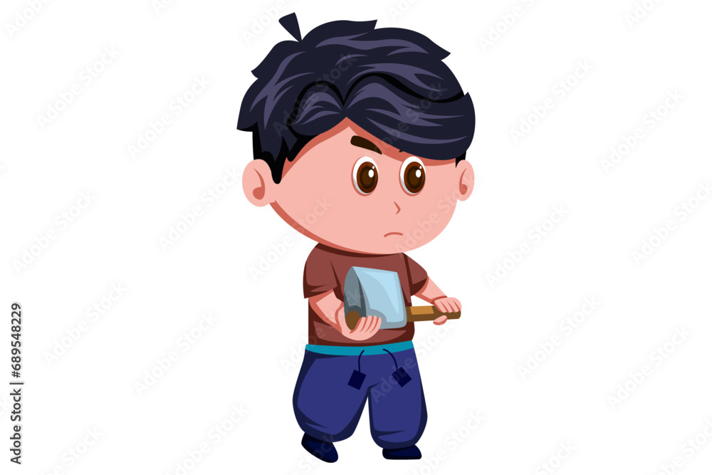 Cute Boy Character Design Illustration