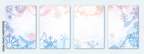 Brochure flyer design, vector background, vertical a4 format, winter vector background, holiday frame with snowflakes