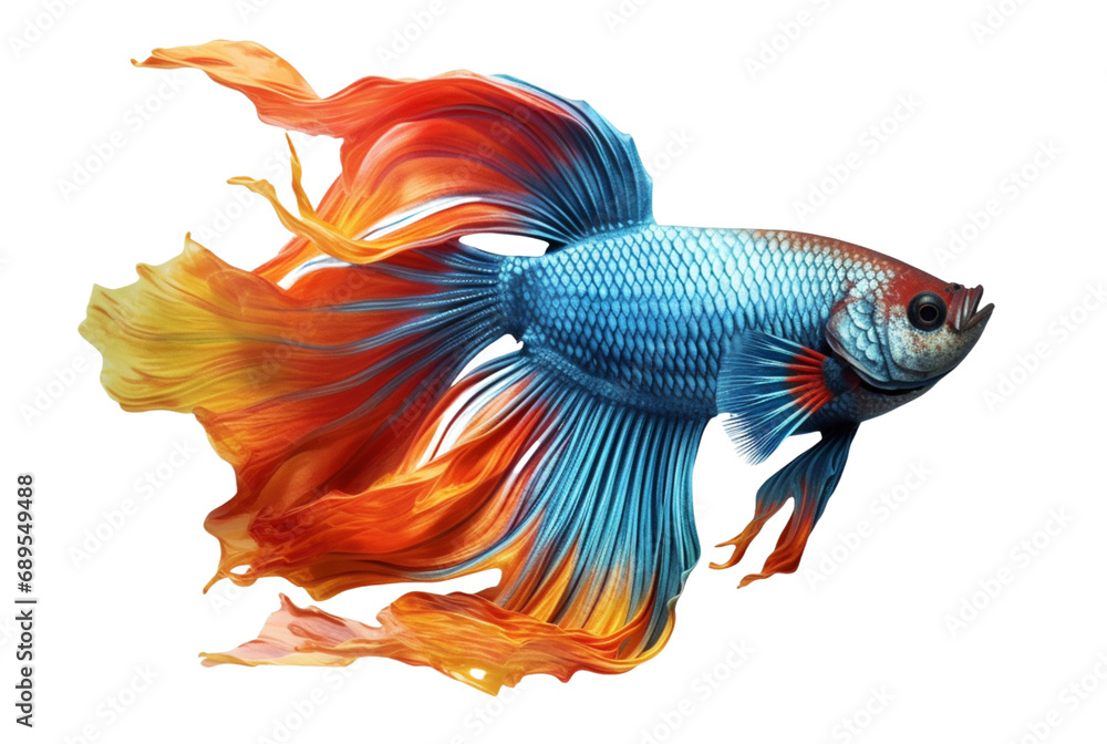 Fototapeta premium beautiful colorful betta fish isolated transparent background. generative ai