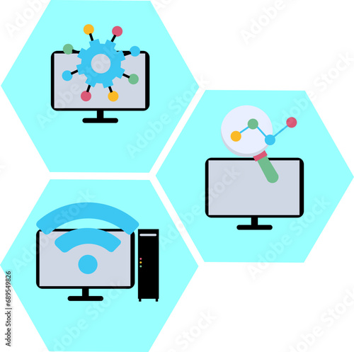 Wallpaper Mural Set Computer With Informatic Icon Torontodigital.ca