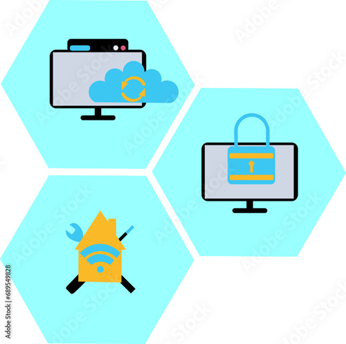 Wallpaper Mural Set Computer With Informatic Icon Torontodigital.ca