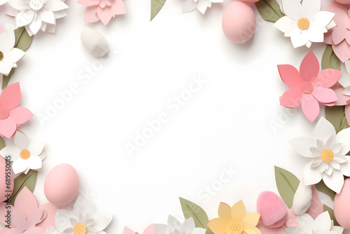 Wallpaper Mural easter card, easter bunny with eggs, easter eggs and flowers, easter eggs in a basket, easter eggs and flowers on a white background, easter wall paper and background for social media Torontodigital.ca