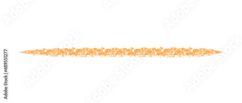 Hand drawn simple line drawn with orange wax crayon, chalk or charcoal. Uneven wax dry texture for underlining or highlighting text. Pencil drawn lines, strikethroughs, underlines. 
