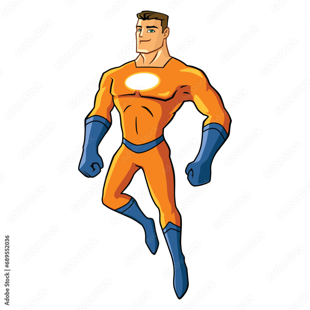 superhero floating cartoon mascot illustration character vector clip art