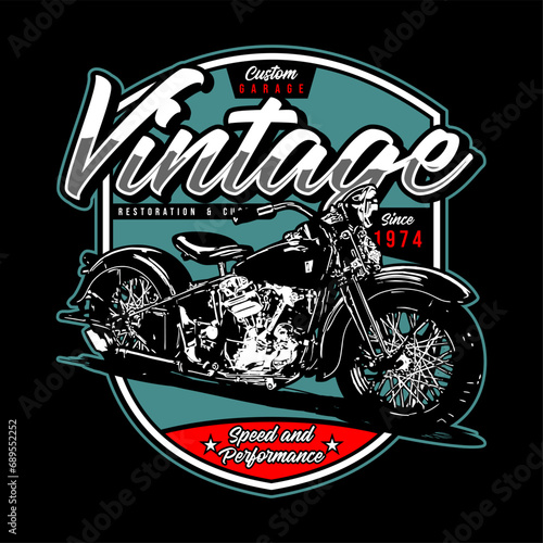 vintage motorbike custom garage vector template