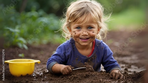 little girl playing in mud © Ita Rosita