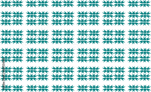 seamless pattern with leaves, green blue flowers strip repeat pattern on white color, replete image illustration, design for fabric printing, print