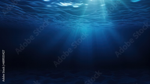 Deep ocean blue background, conveying depth and sophistication for professional slides. © Emil