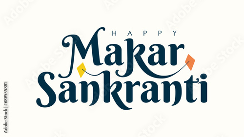 happy makar sankranti text design vector