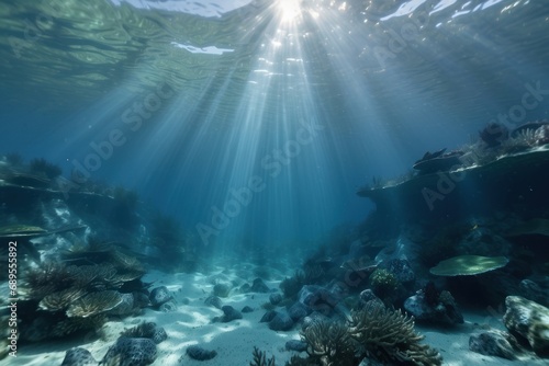 Underwater Sea - Deep Water Abyss With Blue Sun light © 2D_Jungle