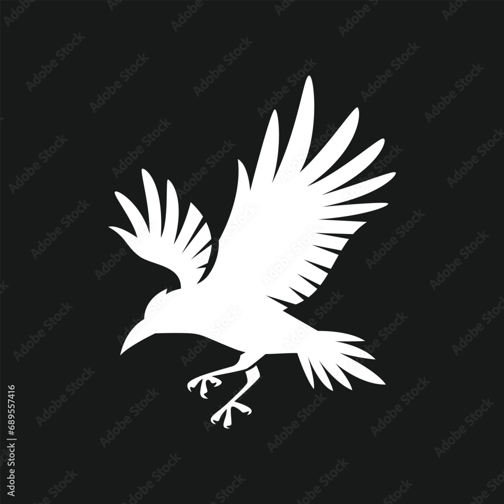 Obraz premium raven crow logo vector icon illustration