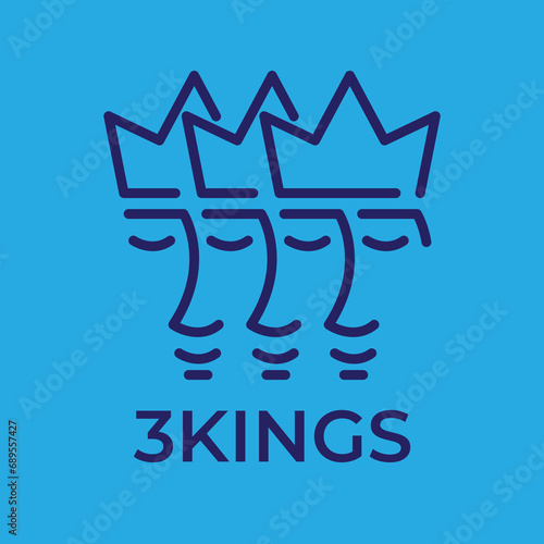 Three King Faces Logo Vector Illustration