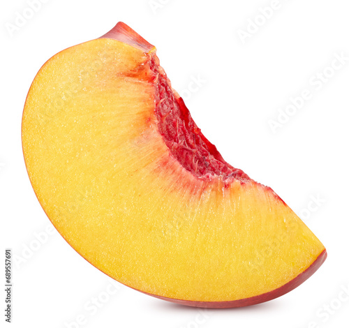 Peach fruit slice isolated on white background