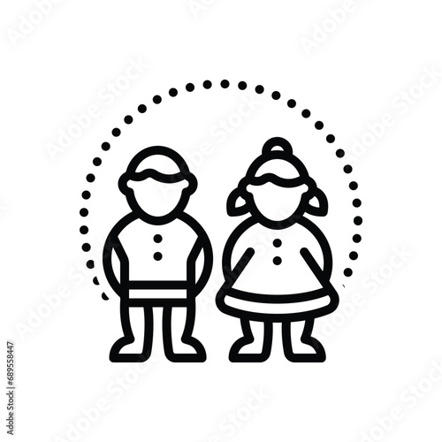 Black line icon for children 